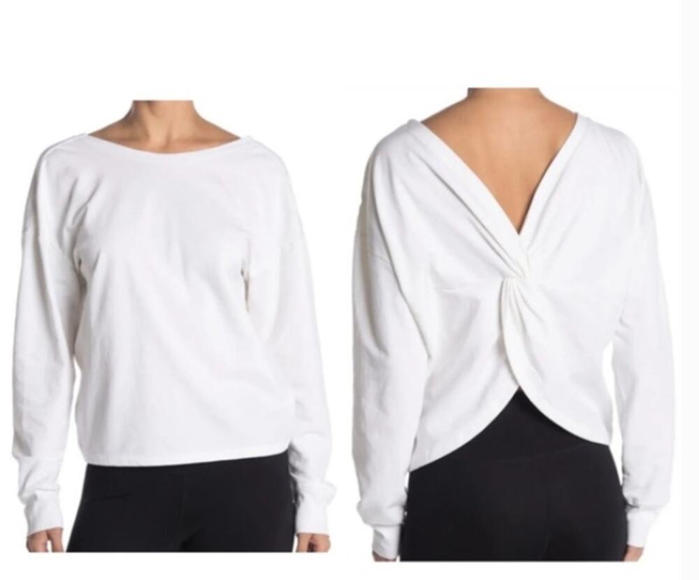 Zella twisty Turn Long Sleeve Activewear Shirt XL Lightweight WHITE NEW